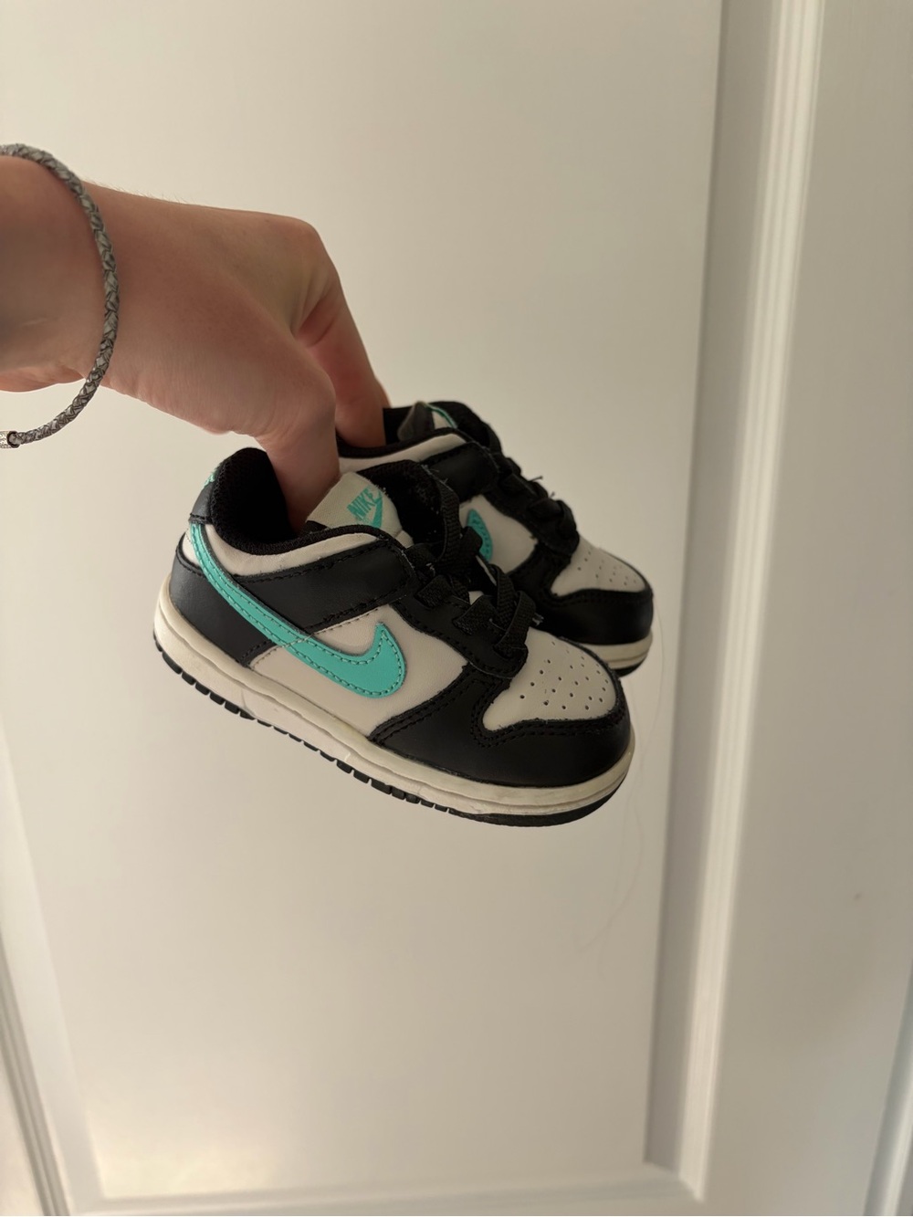 6C Black & White Sneakers with Teal Swoosh - Nike Air Jordan’s